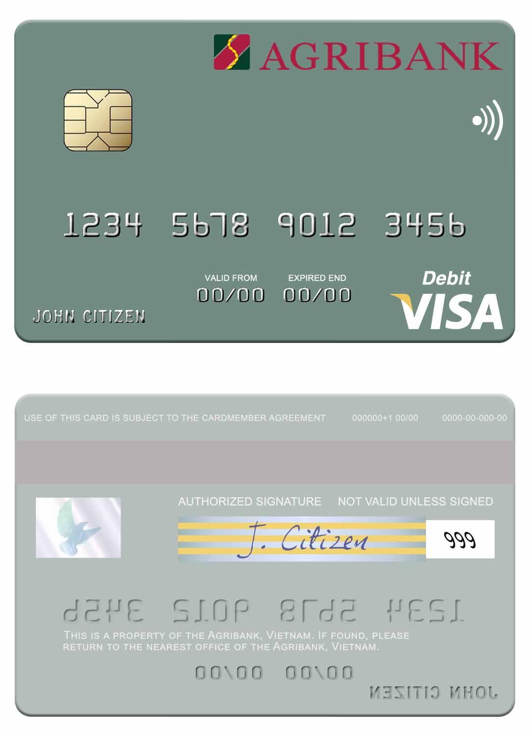 Vietnam Agribank visa debit card